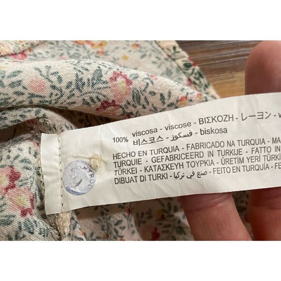 Zara Ditsy Floral Cottagecore Maxi collar Shirt Dress sz XS neutral minimalist b - Picture 11 of 13